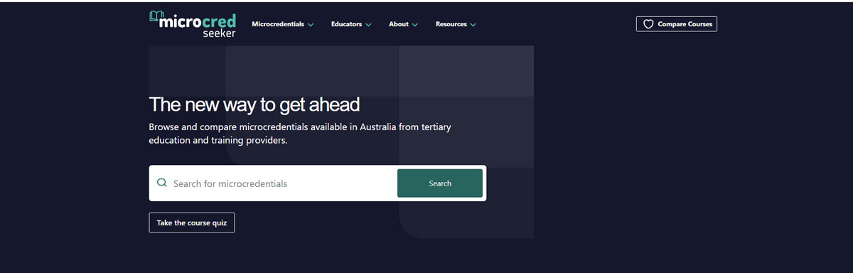 MicroCred Seeker website, opens in a new tab